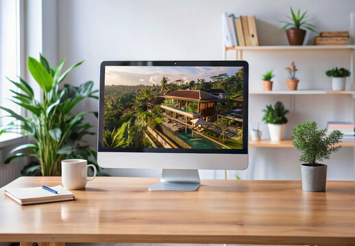 Minimalist Computer Desktop Screen Mockup Template
