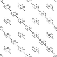 Online Crypto Trading vector Candlestick Chart outline seamless pattern