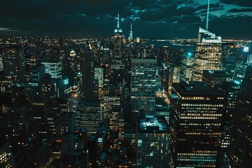 Fototapeta premium ai generative view of the metropolitan city at night