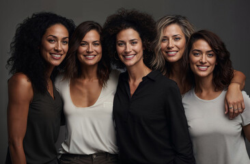Fototapeta premium Diverse group of confident women smiling together. Generative AI image