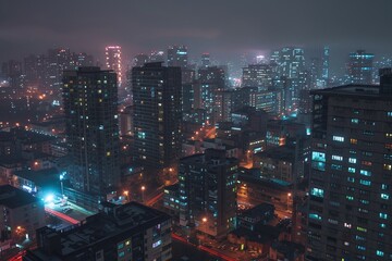 Fototapeta premium ai generative view of the metropolitan city at night
