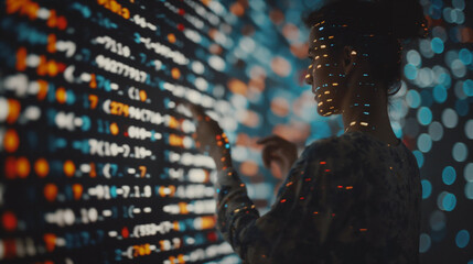 Interactive visualization of AI data creating futuristic, immersive experience. Generative AI image