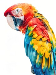 Obraz premium A vibrant parrot sits atop a tree branch, its bright plumage standing out against the natural surroundings