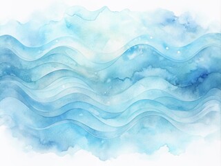 Fototapeta premium Soft, wavy, and delicate blue watercolor texture with subtle white nuances, evoking a sense of serenity and sophistication, perfect for luxury designs and backgrounds.