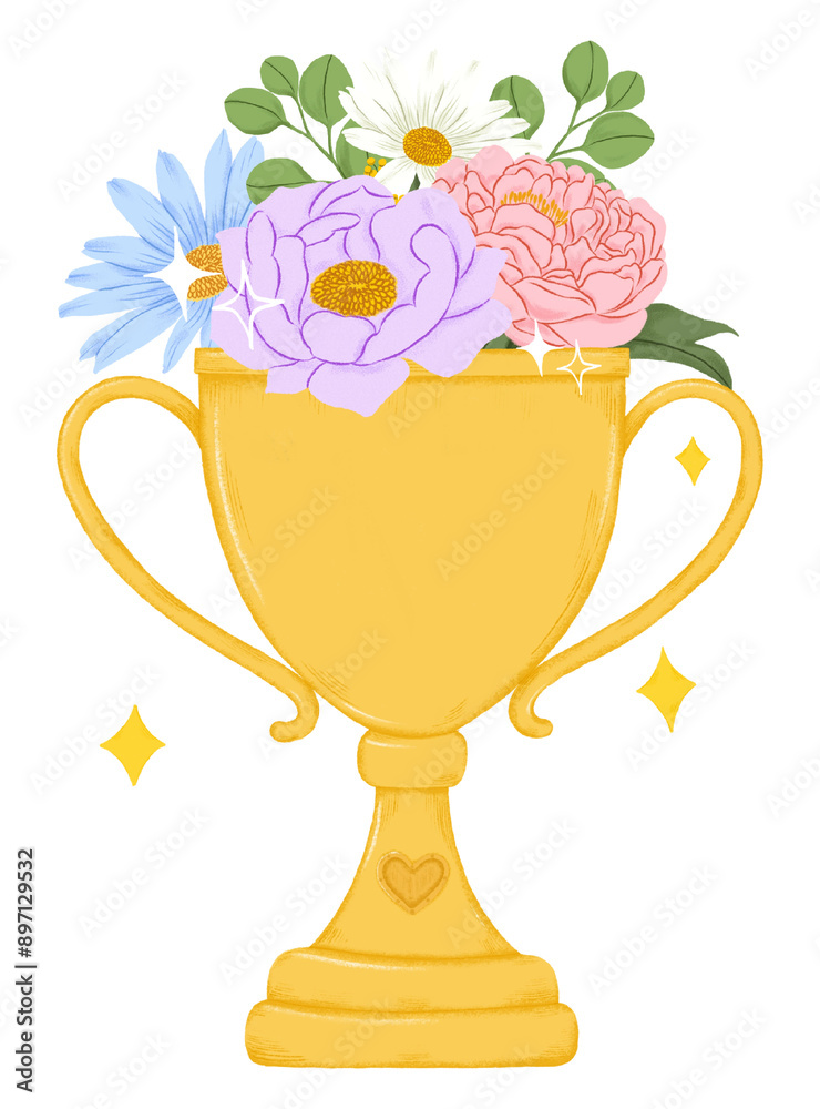 Wall mural Gold trophy png award sticker, transparent background