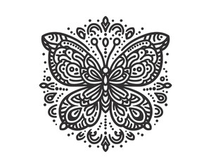 Butterfly Vector line art mandala design