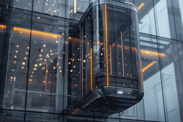 ai generative flying glass elevator and modern futuristic glass elevator