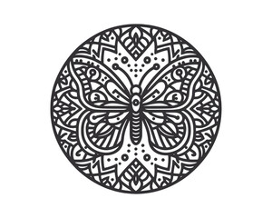 Butterfly Vector line art mandala design