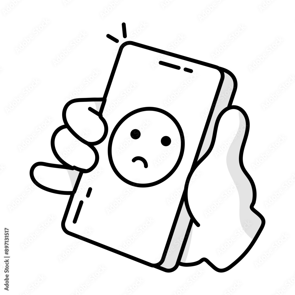 Wall mural sad wallpaper on mobile, doodle style icon