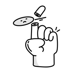 Finger cut with sad emoji, doodle icon 

