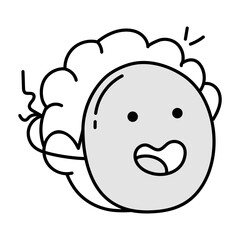 A hand drawn icon of man wearing fake smile mask 

