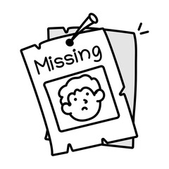A hand drawn icon of missing person ad 

