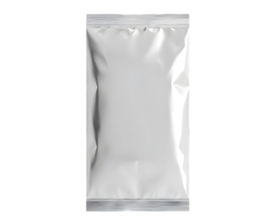 White foil wrapper mockup isolated on transparent background
