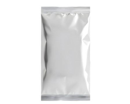 White foil wrapper mockup isolated on transparent background
