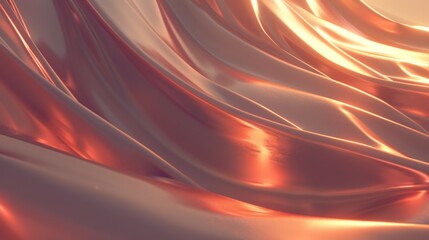 Flowing golden silk fabric creating an elegant and luxurious abstract backdrop in the breeze