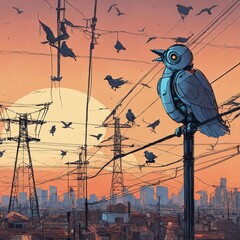 Robotic Birds on Power Lines