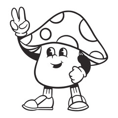 Mushroom character png, retro illustration, transparent background