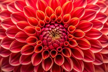 Vibrant red-centered dahlia flower showcased in extreme closeup, highlighting delicate, intricate petals and textures, perfect for macro photography or floral design inspiration.