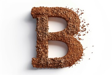 A hand-made letter B created from dirt or soil