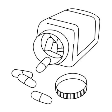 recommend clip art: PNG medicine bottle & pills doodle illustration, transparent background