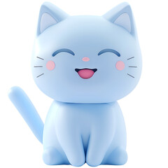 Fototapeta premium 3D Render of a Cute Blue Smiling Cat Isolated on Transparent Background