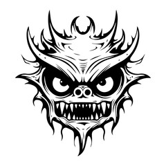 Monster png flat old school illustration, transparent background.