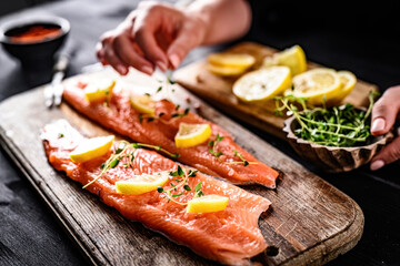 Fresh trout salmon filet ready for dinner