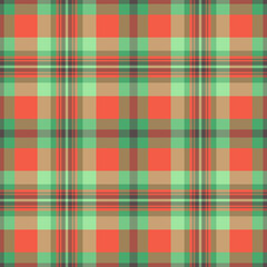 Setting texture seamless plaid, screen check pattern background. Britain tartan fabric textile vector in red and green colors.