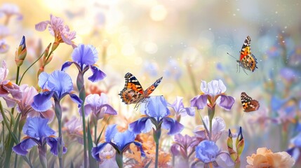 Field Delicate Purple Irises