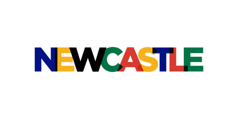 Newcastle in the South Africa emblem. The design features a geometric style, vector illustration with bold typography in a modern font. The graphic slogan lettering.