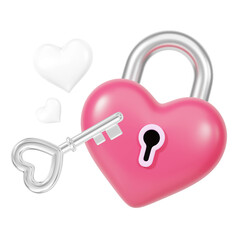 Valentine's heart png padlock, 3D love remix, transparent background