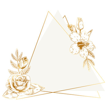 Gold floral triangle badge design element