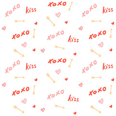 Xoxo kiss typography pattern png on transparent background