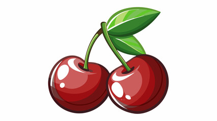 The cherry flat cartoon modern illustration is made up of two isolated cherries on a white background.