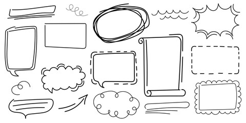Frames in doodle style. Hand drawn borders.