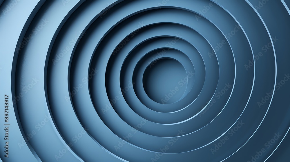 Wall mural an abstract background with concentric circles in shades of blue.
