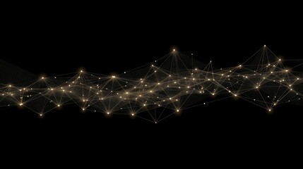 Complex geometric shape created by abstract network of dots and lines against a black backdrop