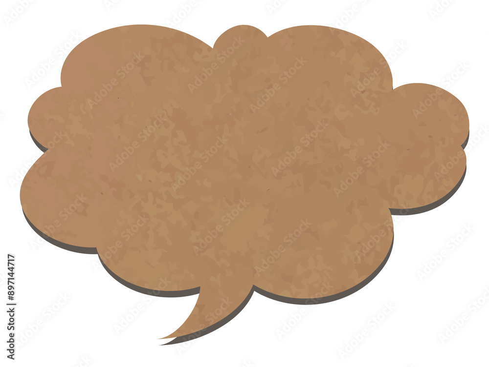 Wall mural png speech bubble sticker in textured brown tone