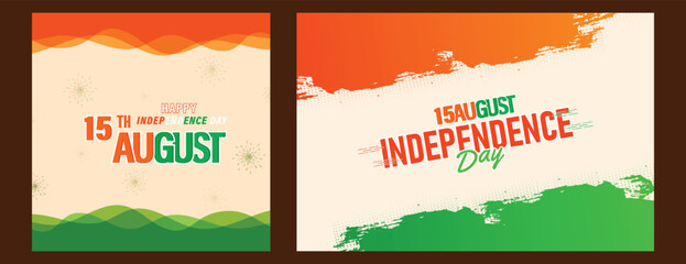 15, august, independence, day, greeting, watercolor, flag, banner, post, wishes, festival, two, colours, tricolour, freedom, heritage, india, indian, nation, 