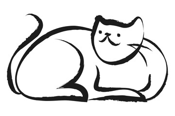 Sitting cat png sticker, cute doodle on transparent background
