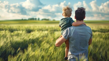 Father and Son Exploring Nature