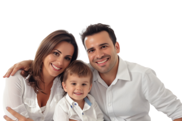 Family father mother son daughter kid studio photo white background