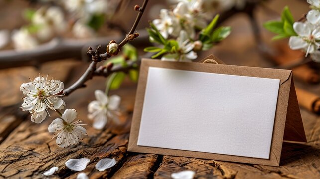 Spring floral greeting card mockup with envelope and ample space for personalized text