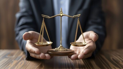 intellectual property ethical concept with businessman holding balance justice to encourage ai user no patent infringement and copy right of human artist in business activity