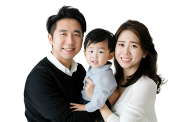Family father mother son daughter kid studio photo white background