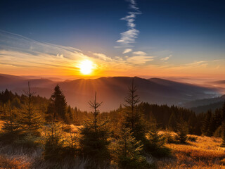 Obraz premium sunset in the mountains