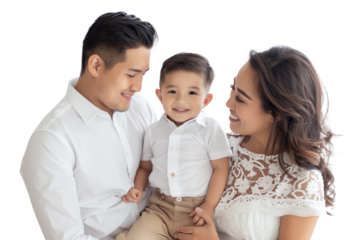 Family father mother son daughter kid studio photo white background