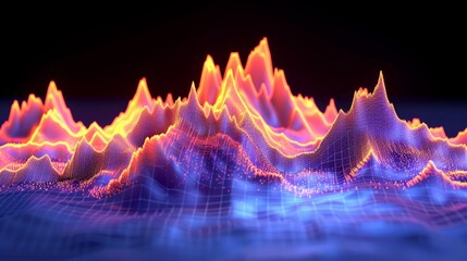 Data analysis turning into a vibrant abstract scenery against a dark backdrop