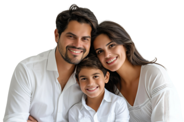 Family father mother son daughter kid studio photo white background