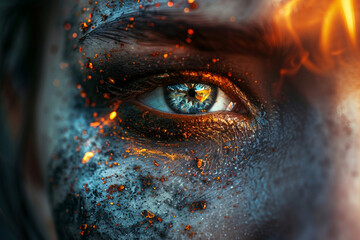 Environment of total destruction of a city by fire genarated with AI